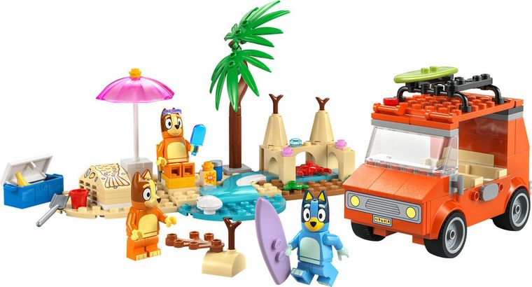 LEGO Bluey, Calatoria familiei lui Blue cu masina la plaja, 11202
