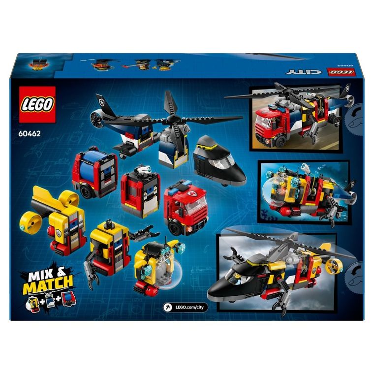 LEGO City, Elicopter, autospeciala de pompieri si submarin in versiuni remixate, 60462