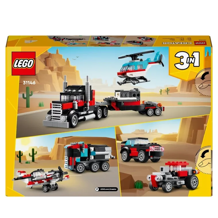 LEGO Creator, Camioneta-platforma cu elicopter, 31146