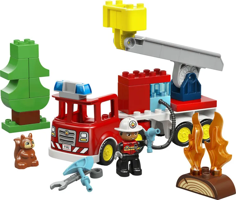 LEGO DUPLO Town, Camion de pompieri cu furtun si pompier, 10473