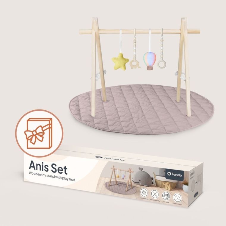 Lionelo, Anis, set: stand educativ din lemn si covoras