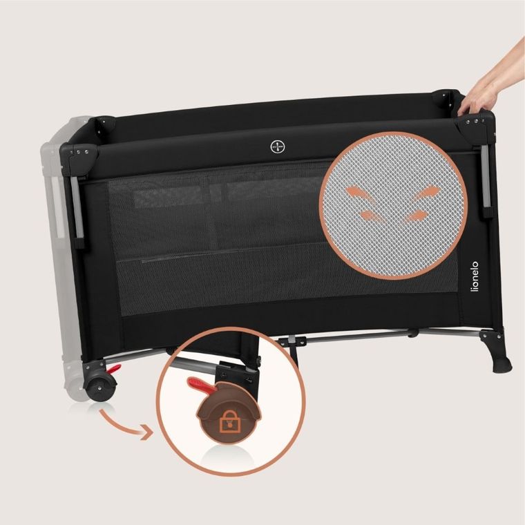 Lionelo, Ellen, patut de calatorie cu extensie mare 3in1, Black