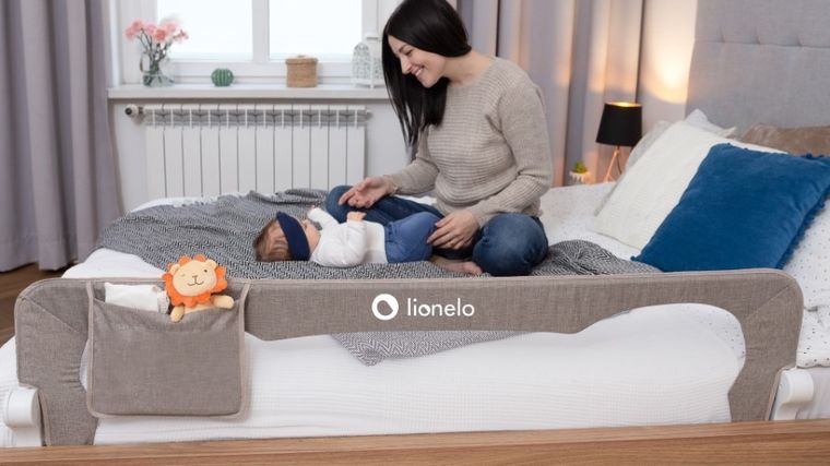 Lionelo, Eva, bariera de protectie pentru patut, Grey Melange