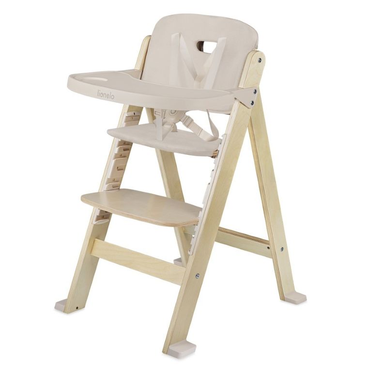 Lionelo, Floris, scaun inalt din lemn, Beige Natural