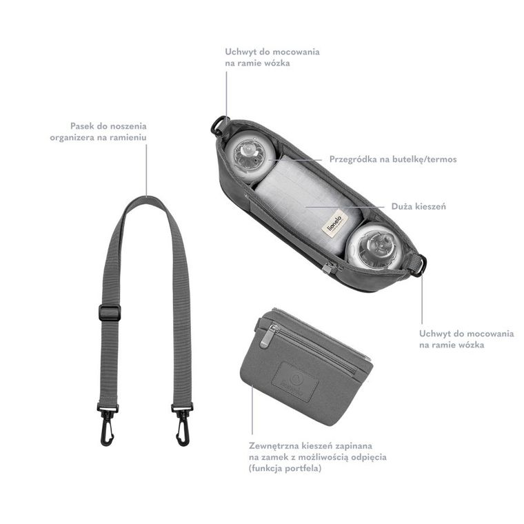 Lionelo, Little Cube, organizator de carucioare, Grey Stone