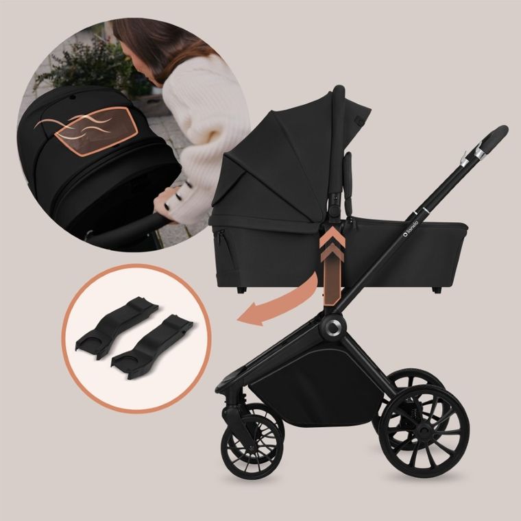 Lionelo, Mika Plus, carucior multifunctional 3in1, Black Onyx