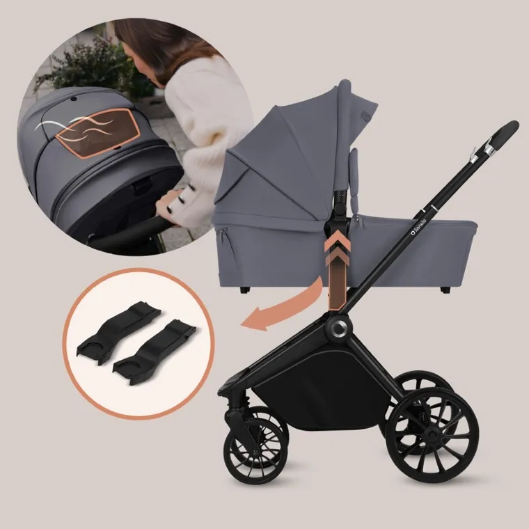 Lionelo, Mika Plus, carucior multifunctional, 3in1, Grey Stone