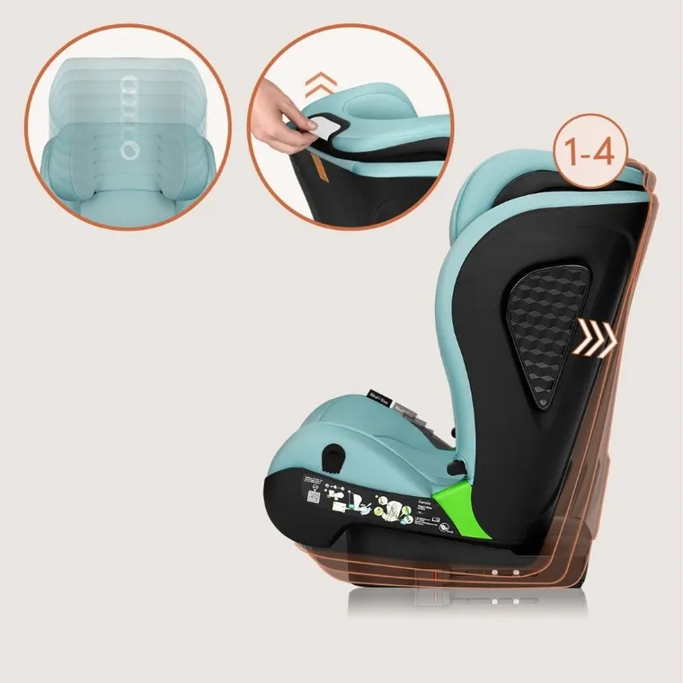 Lionelo, Neal, i-Size, scaun auto, 15-36 kg, Green Turquoise
