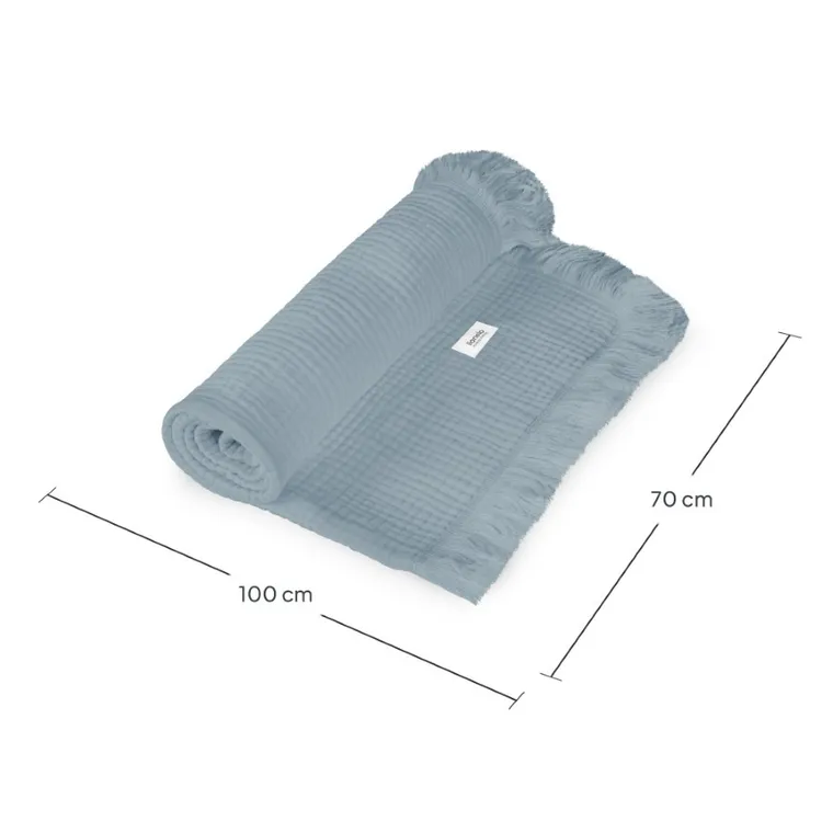 Lionelo, paturica din muselina, Stone Blue, 70-100 cm