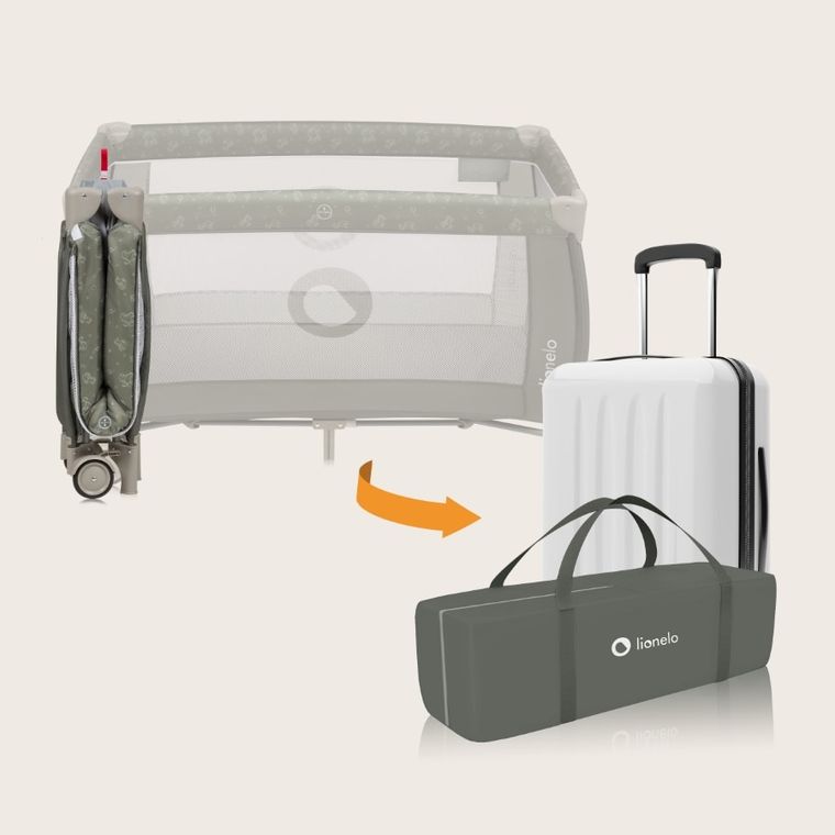 Lionelo, Sven Plus, patut de calatorie cu accesorii, Beige Olive