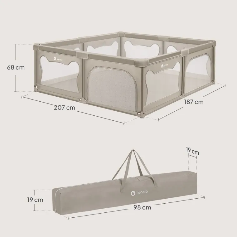 Lionelo, Willow XL, tarc de joaca pentru copii, Beige Sand