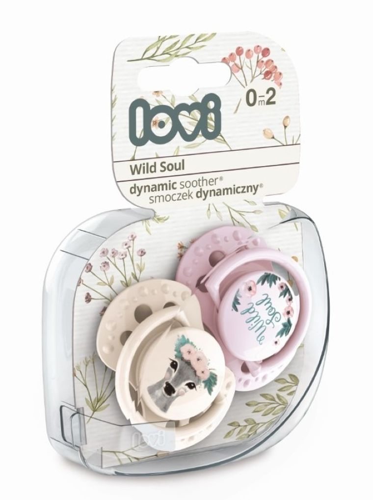Lovi, Wild Soul Girl, suzeta dinamica din silicon, 0-2 luni, 2 buc.