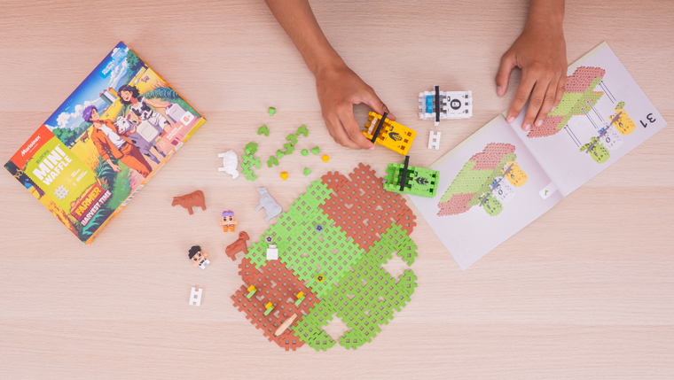 Marioinex, Mini Waffle, Fermier, set de constructie, 102 piese