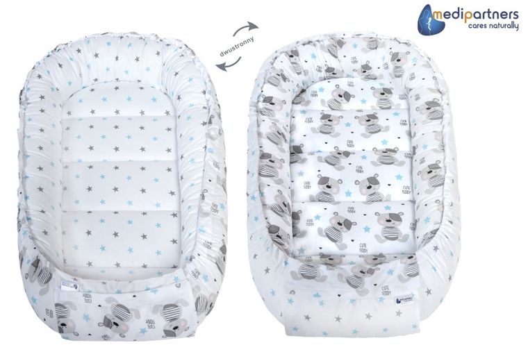 Medi Partners, Teddy, babynest, set 5 piese, albastru deschis