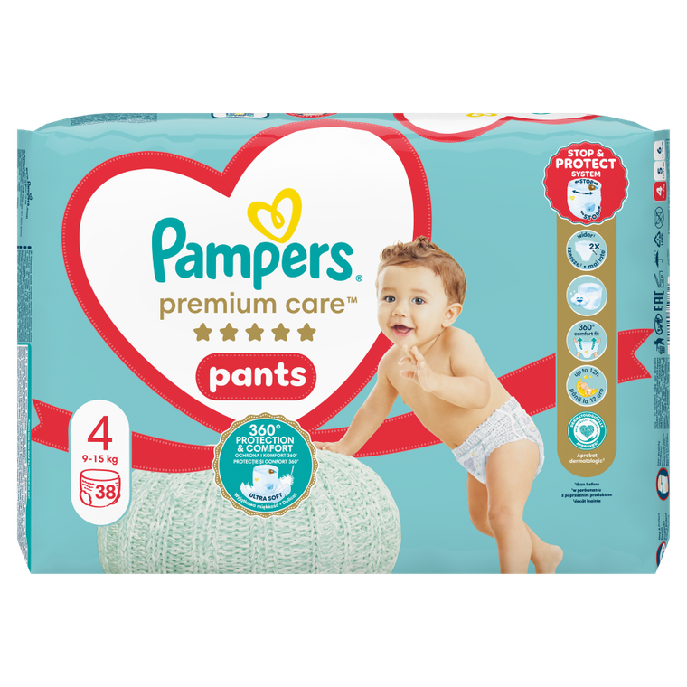 Pampers Premium Care Pants, scutece-chilotel marimea 4, 9-15 kg, 38 buc.