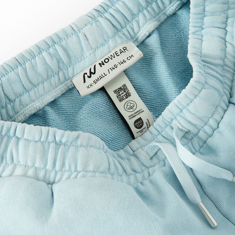 Pantaloni scurti loose albastri din bumbac pieptanat NOWEAR