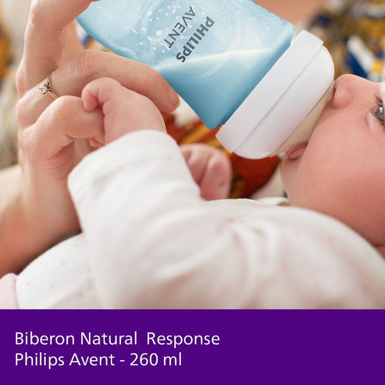 Philips Avent, Natural, Response, biberon, 260 ml, albastru, SCY903/21