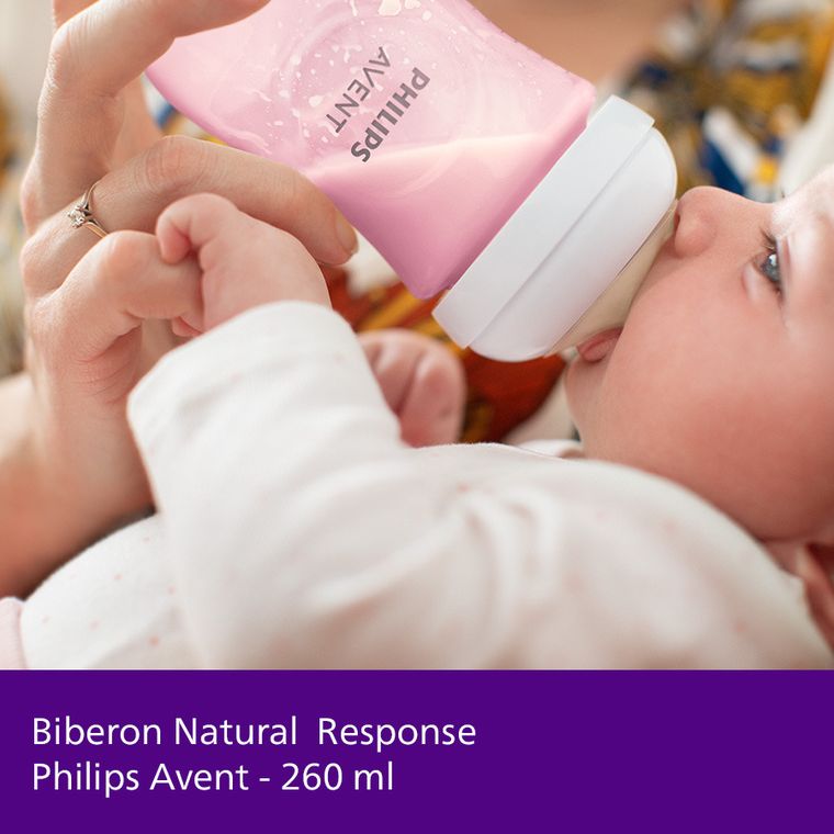 Philips Avent, Natural, Response, biberon, 260 ml, roz, SCY903/11