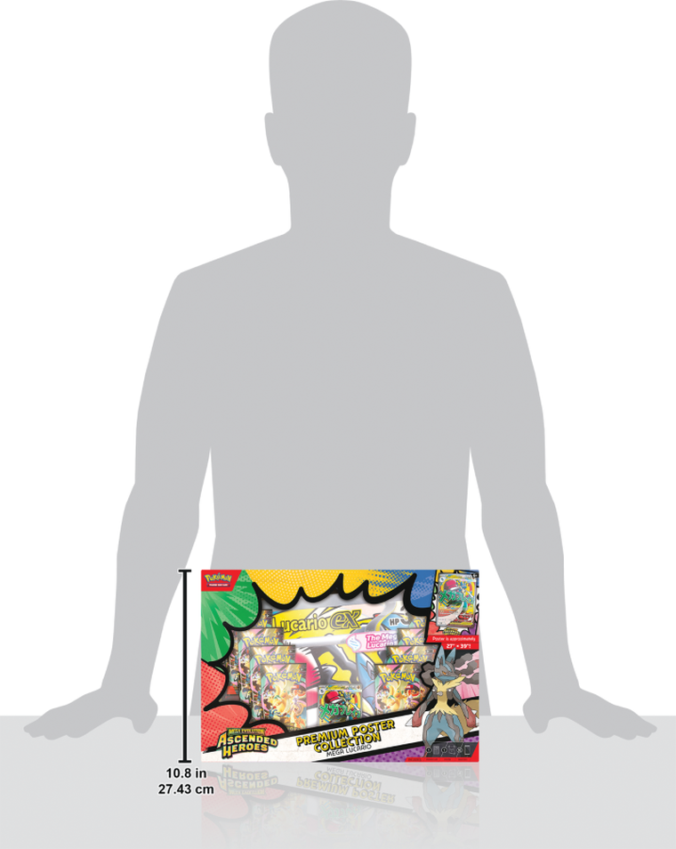 Pokemon TCG: Mega Evolution, Ascended Heroes, Premium Poster Collection, Mega Lucario, supliment de joc cu un poster de colectie