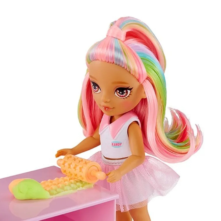Rainbow High, Littles Dolls, Dessert Shop, Kandy, papusa fashion cu accesorii