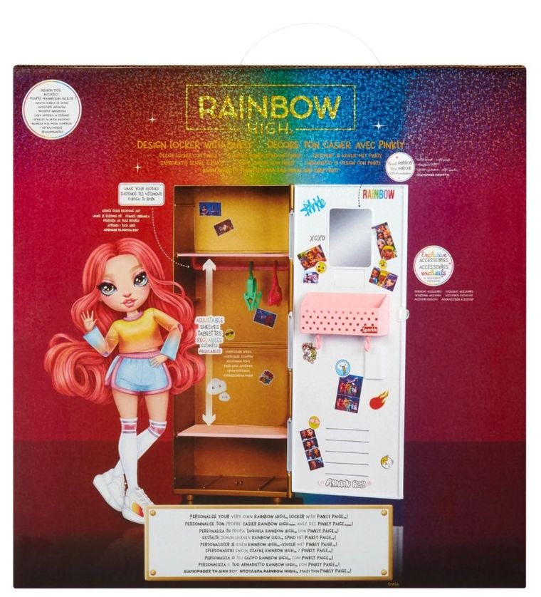 Rainbow High, Locker and Pinkly Paige, papusa fashion cu dulap