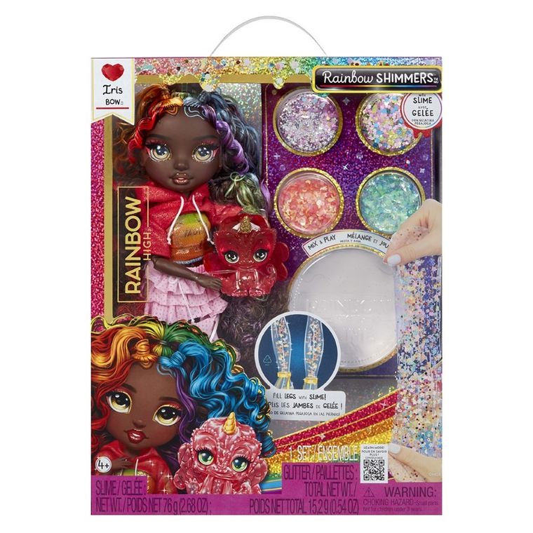 Rainbow High, Shimmers with Slime, Iris, papusa fashion cu plastilina