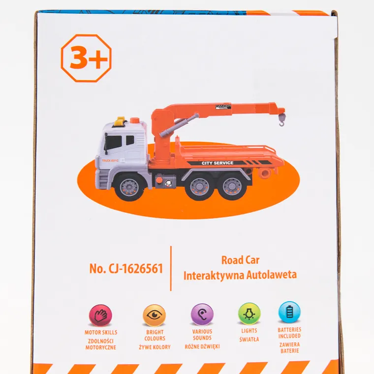 Smiki, Camion de tractare, vehicul, cu lumini si sunete, portocaliu, 1:12