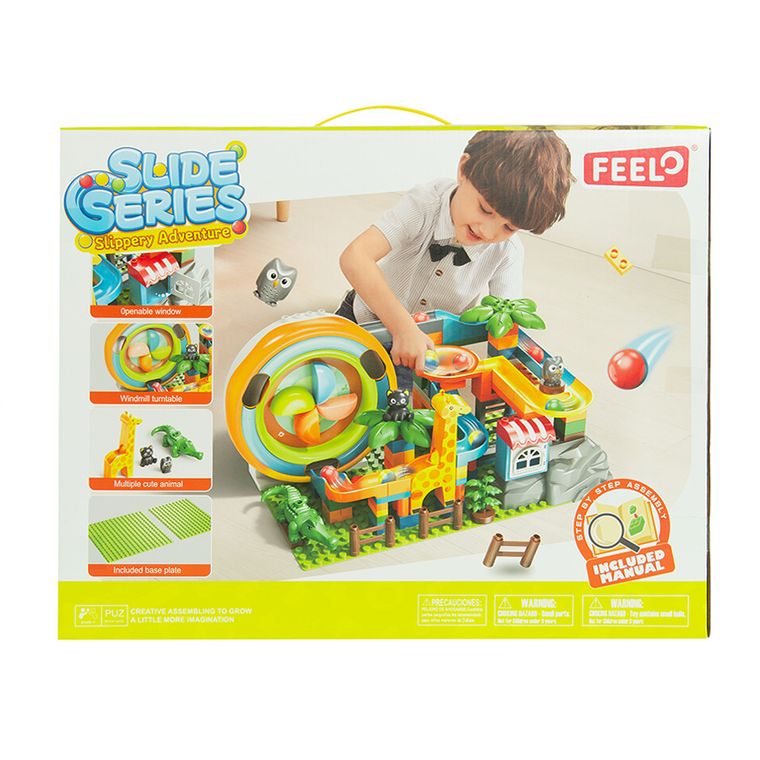 Smiki, elemente de asamblat, pista cu bile si figurine, 142 piese