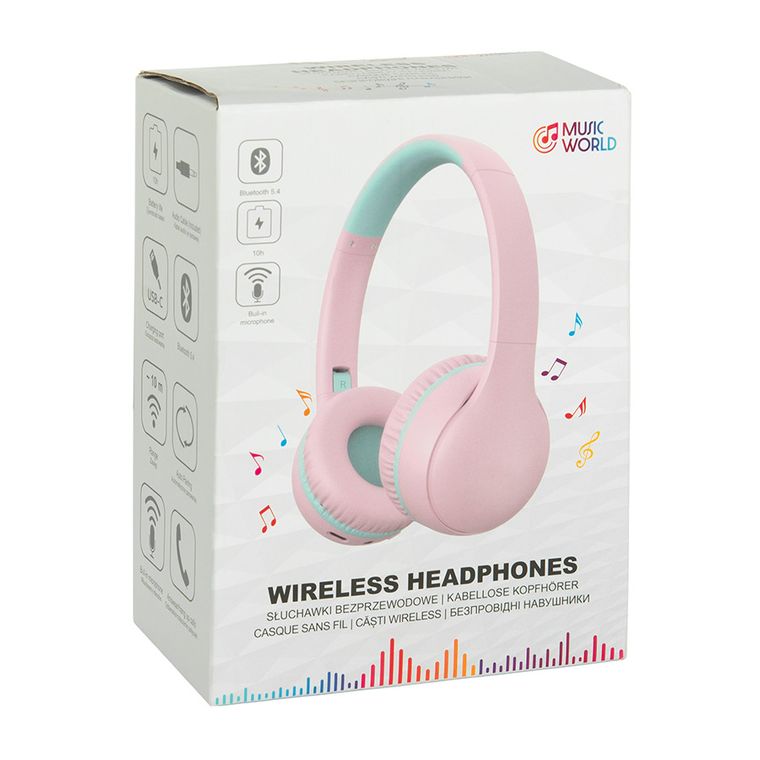 Smiki, Music World, casti wireless, supraauriculare, roz