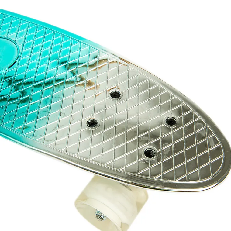 Smiki, placa skateboard tip fish cu roti LED, albastru