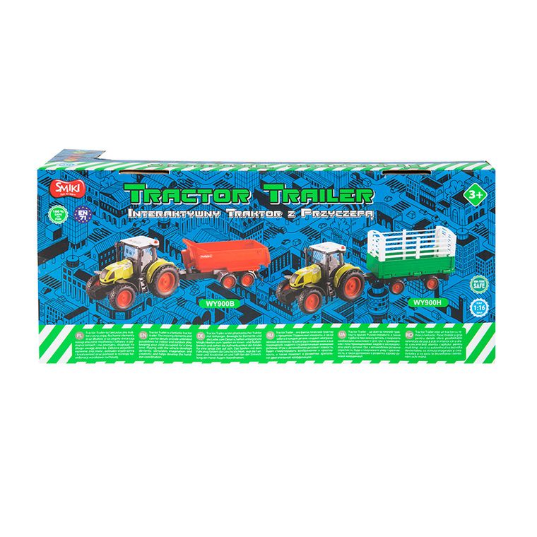 Smiki, Tractor cu remorca, vehicul, verde, 1:16