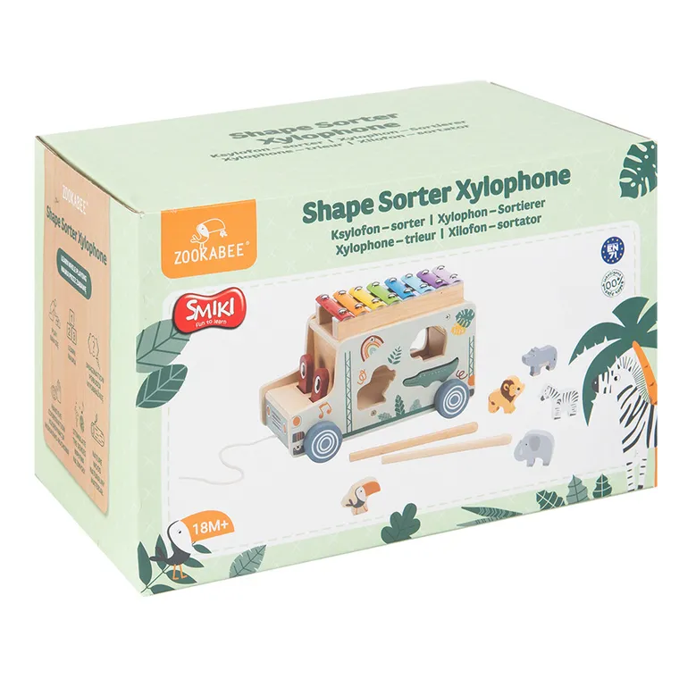Smiki, Zookabee, Camion, xilofon si piese de potrivit, jucarie din lemn