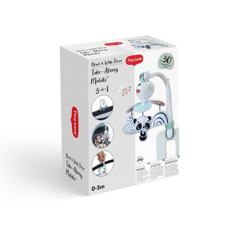 Tiny Love, Decor, carusel de calatorie 3 in 1, alb-negru
