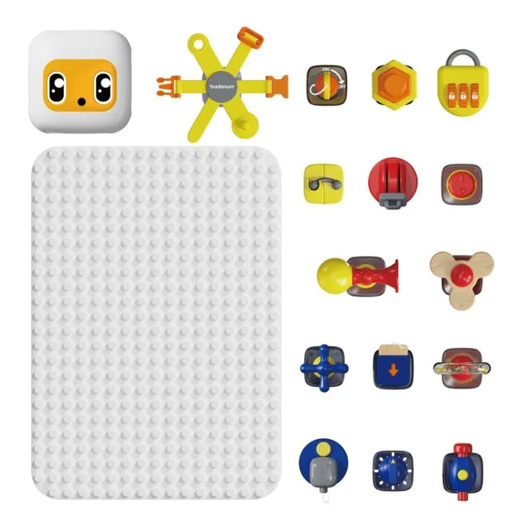 Topbright, Tabla de manipulare cu cub si elemente detasabile, 12 luni