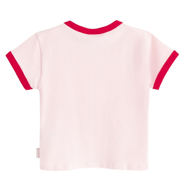 Tricou slim roz din bumbac pieptanat NOWEAR