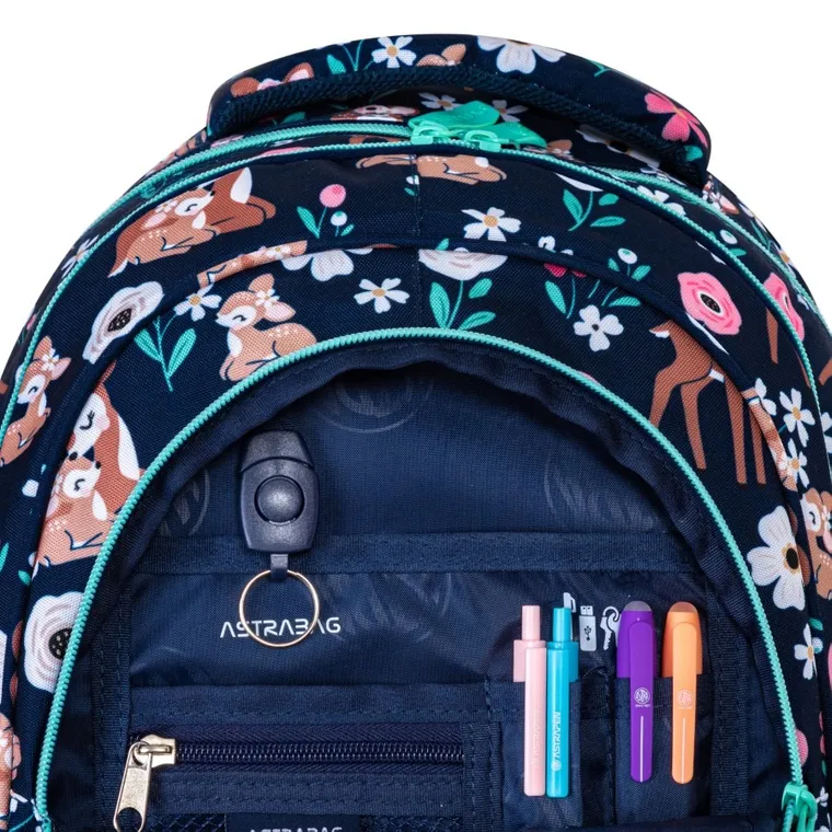Astrabag, rucsac pentru scoala, cu 3 compartimente, Baby Deer