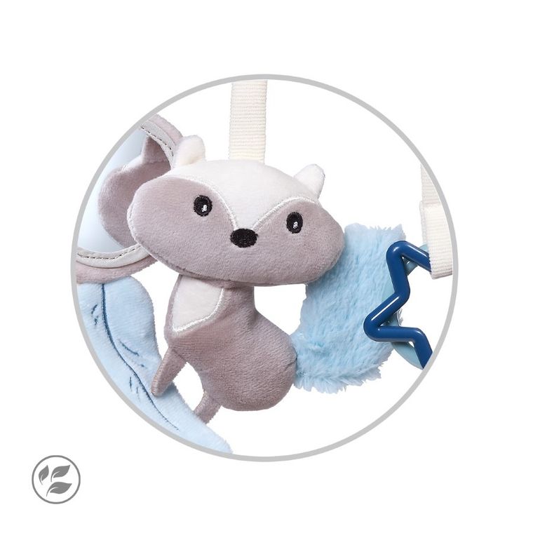 BabyOno, jucarie educativa - agatatoare pentru carucior si scaun auto RACCOON