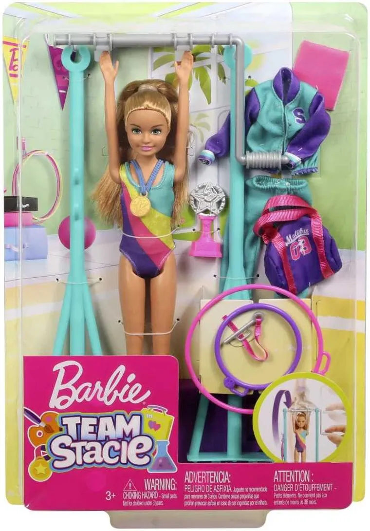 Barbie, Stacie Gimnasta, set cu papusa si accesorii