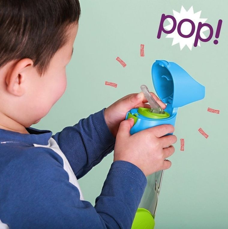 B.Box, bidon de tritan cu pai, Blue Slate, 450 ml