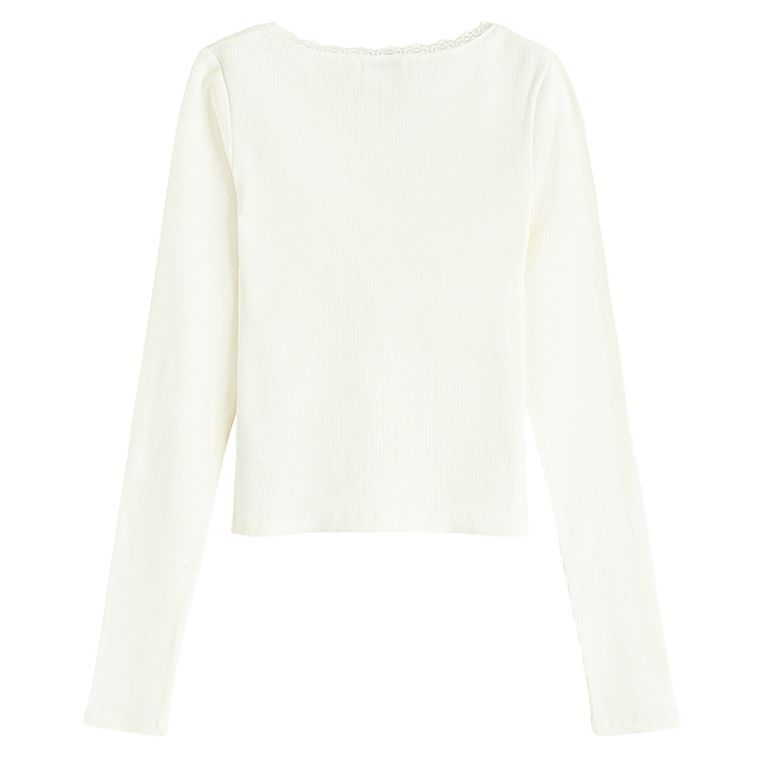 Bluza ecru reiata cu dantela NOWEAR