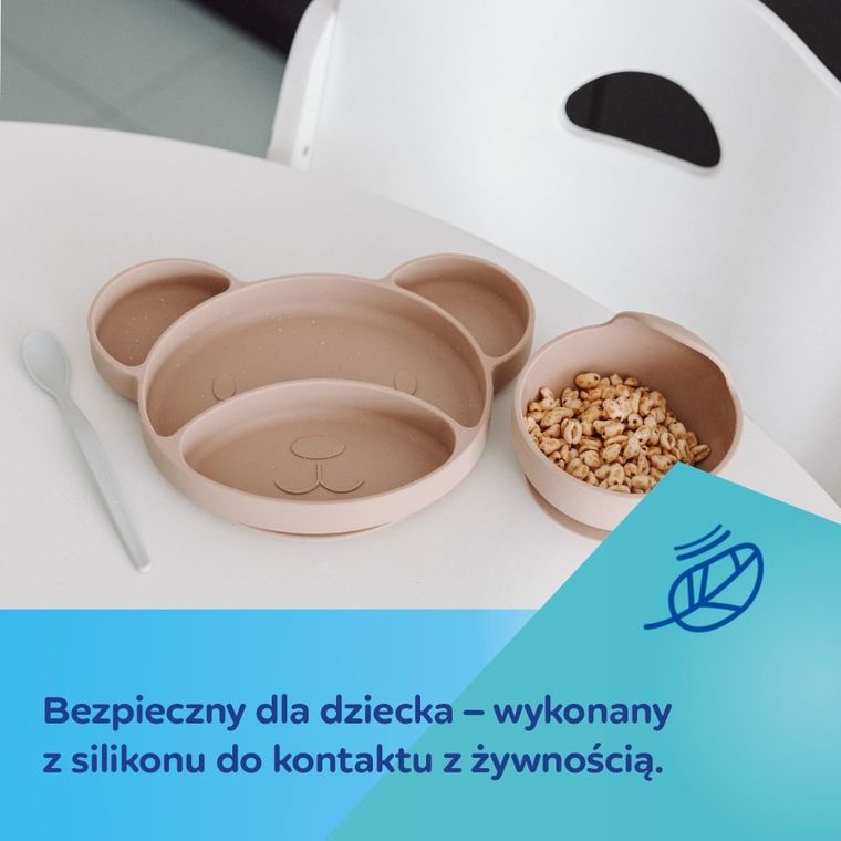 Canpol babies, Ursulet, farfurie din silicon cu ventuza, bej