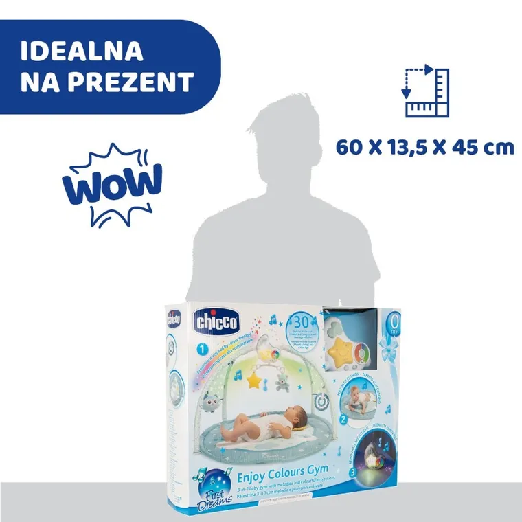 Chicco, First Dreams, Enjoy colors, covoras pentru copii, 3 in 1, albastru