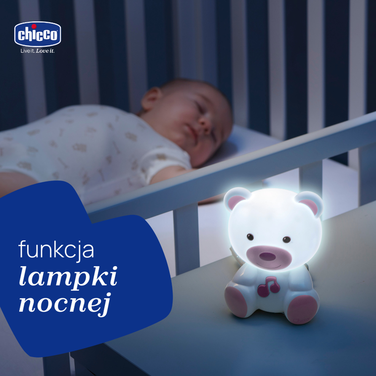 Chicco, First Dreams, lampa de noapte, Ursulet, roz