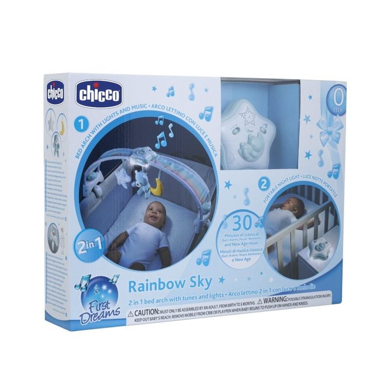 Chicco, First Dreams, Panel Rainbow Sky, lumina de veghe cu muzica, albastru