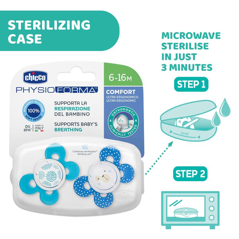 Chicco, PhysioForma Comfort, suzeta din silicon, albastru, 6-16m