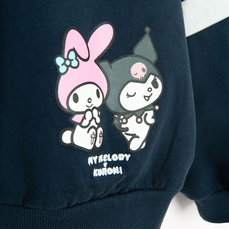 Cool Club, Hanorac cu gluga pentru fete, calduros, bleumarin, imprimeu Hello Kitty and Friends