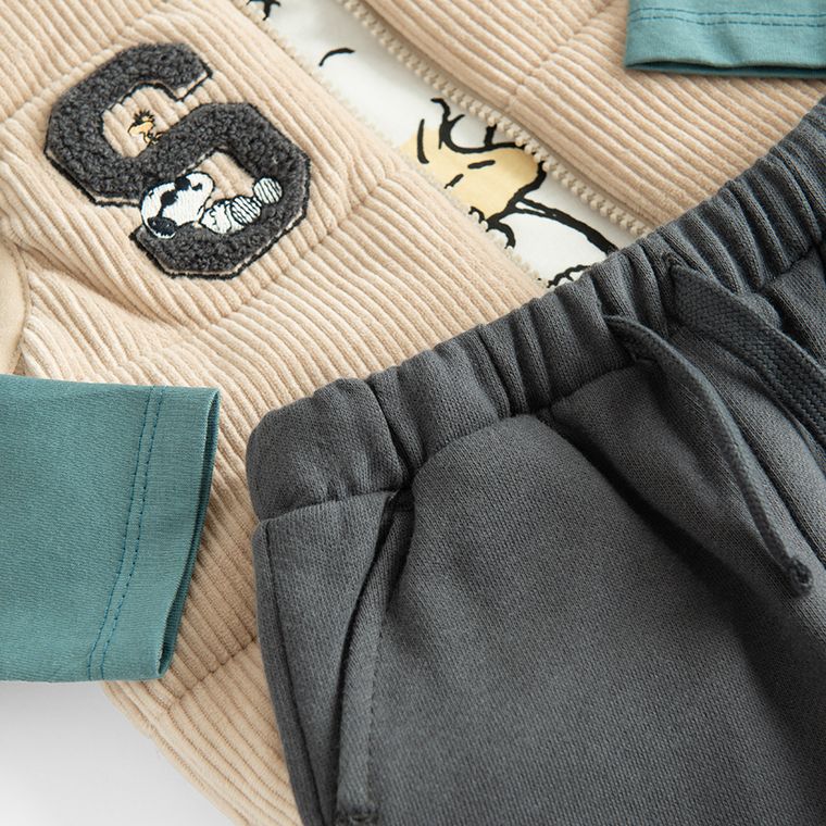 Cool Club, Set pentru baieti, Vesta, Bluza cu maneca lunga, Pantaloni trening, mix, imprimeu Snoopy