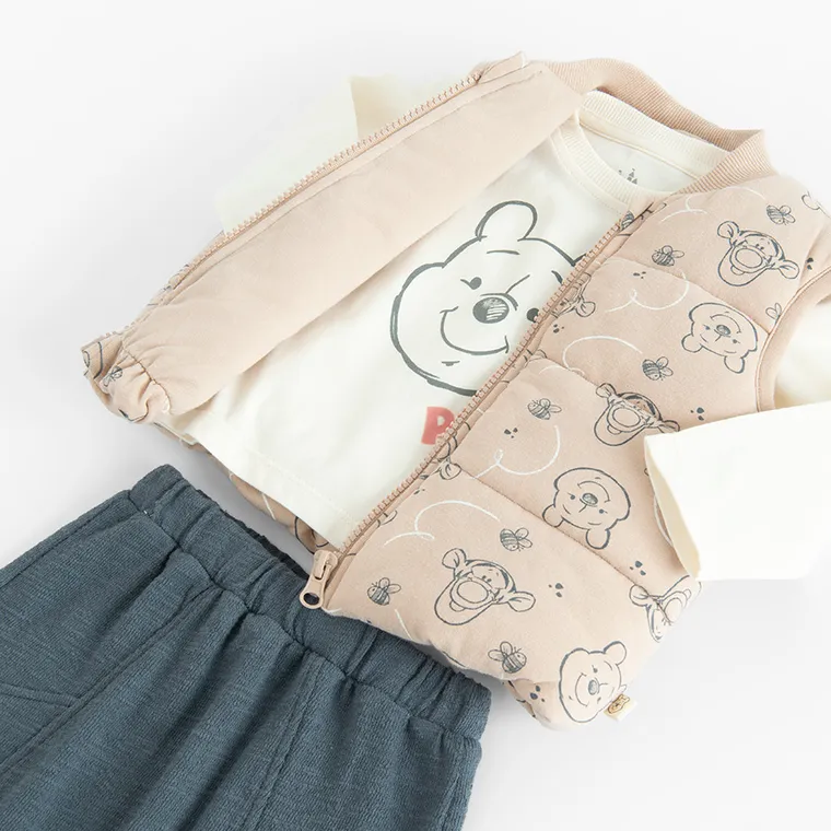 Cool Club, Set pentru baieti, Vesta, Bluza cu maneca lunga, Pantaloni trening, mix, imprimeu Winnie the Pooh