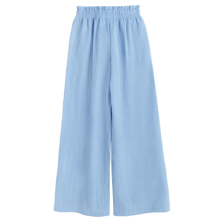 Cool Club, Set pentru fete, Bluza fara maneci, Pantaloni din textil, wide, albastru