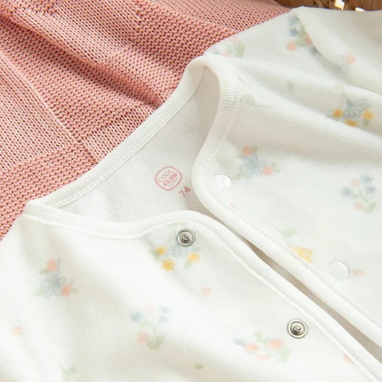 Cool Club, Set pentru fete, Body cu maneca lunga, Pantaloni, Bluza cu capse, alb